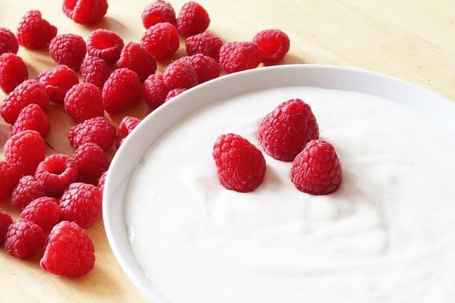 raspberries & greek yoghurt